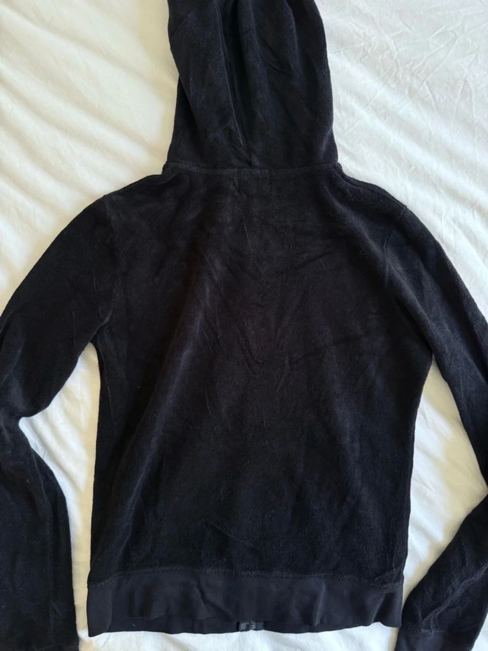 Juicy Couture Black Terry Zip Hoodie Y2K Velour Style Size M